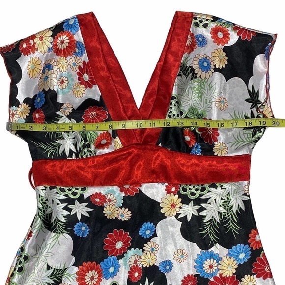 ESTAM Red Floral V-Neck Blouse Size Large - Picture 6 of 14